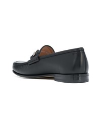 schwarze Leder Slipper von Salvatore Ferragamo