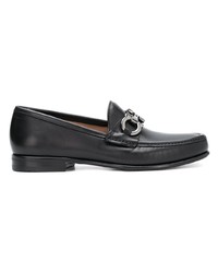 schwarze Leder Slipper von Salvatore Ferragamo