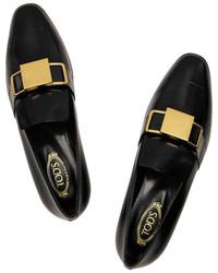 schwarze Leder Slipper von Tod's