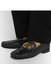 schwarze Leder Slipper von Versace