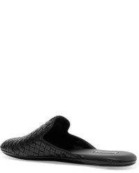 schwarze Leder Slipper von Bottega Veneta