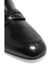 schwarze Leder Slipper von Bottega Veneta