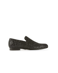 schwarze Leder Slipper von Jimmy Choo