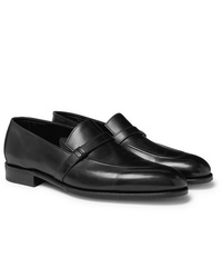 schwarze Leder Slipper von John Lobb