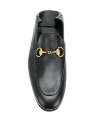 schwarze Leder Slipper von Gucci