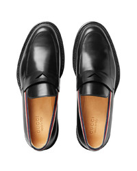 schwarze Leder Slipper von Gucci