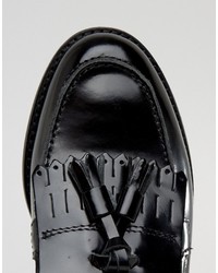 schwarze Leder Slipper von Oasis