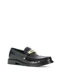 schwarze Leder Slipper von Moschino