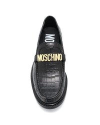 schwarze Leder Slipper von Moschino