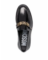 schwarze Leder Slipper von Moschino