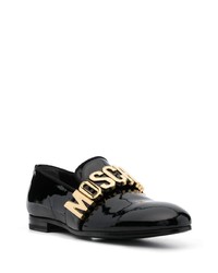 schwarze Leder Slipper von Moschino