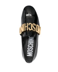 schwarze Leder Slipper von Moschino