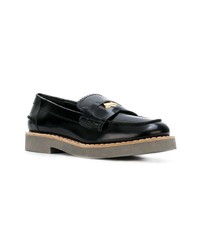 schwarze Leder Slipper von Miu Miu