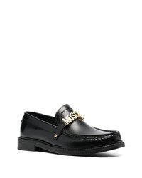 schwarze Leder Slipper von Moschino