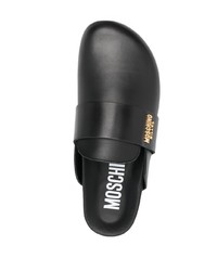 schwarze Leder Slipper von Moschino