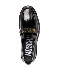 schwarze Leder Slipper von Moschino