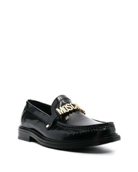 schwarze Leder Slipper von Moschino