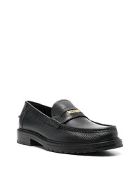 schwarze Leder Slipper von Moschino