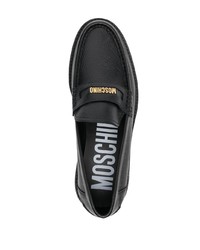 schwarze Leder Slipper von Moschino