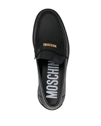 schwarze Leder Slipper von Moschino