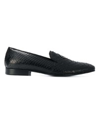 schwarze Leder Slipper von Roberto Cavalli