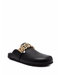 schwarze Leder Slipper von Moschino