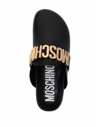 schwarze Leder Slipper von Moschino