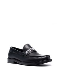 schwarze Leder Slipper von Moschino