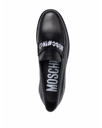 schwarze Leder Slipper von Moschino