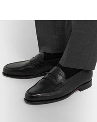 schwarze Leder Slipper von John Lobb