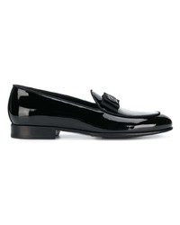 schwarze Leder Slipper von Dolce & Gabbana