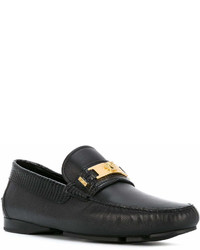 schwarze Leder Slipper von Versace