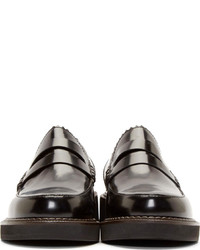 schwarze Leder Slipper von Jil Sander