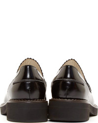 schwarze Leder Slipper von Jil Sander