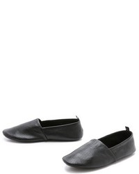 schwarze Leder Slipper