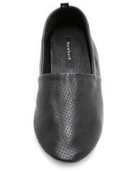 schwarze Leder Slipper