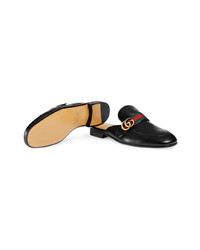 schwarze Leder Slipper von Gucci