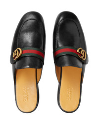 schwarze Leder Slipper von Gucci