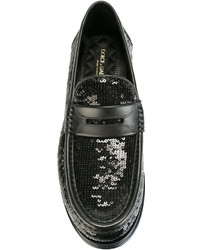 schwarze Leder Slipper von Dolce & Gabbana