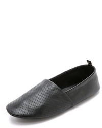 schwarze Leder Slipper