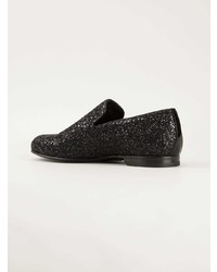 schwarze Leder Slipper von Jimmy Choo