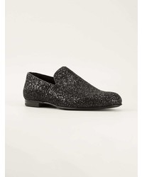 schwarze Leder Slipper von Jimmy Choo