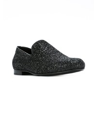 schwarze Leder Slipper von Jimmy Choo