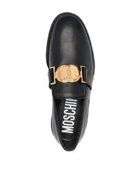 schwarze Leder Slipper von Moschino