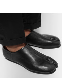 schwarze Leder Slipper von Maison Margiela