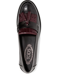 schwarze Leder Slipper von Tod's