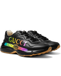 schwarze Leder Sportschuhe von Gucci