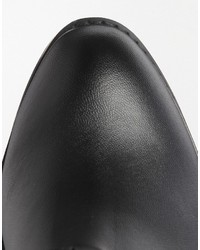 schwarze Leder Stiefeletten mit Ausschnitten von Asos
