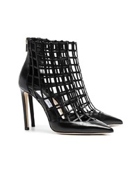 schwarze Leder Stiefeletten mit Ausschnitten von Jimmy Choo