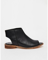 schwarze Leder Stiefeletten mit Ausschnitten von Asos